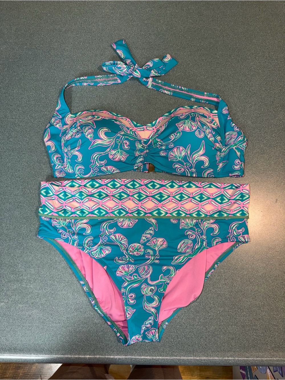 LILLY PULITZER Roby Bikini Set  "WATER YA WAITING FOR"  Size 12/14